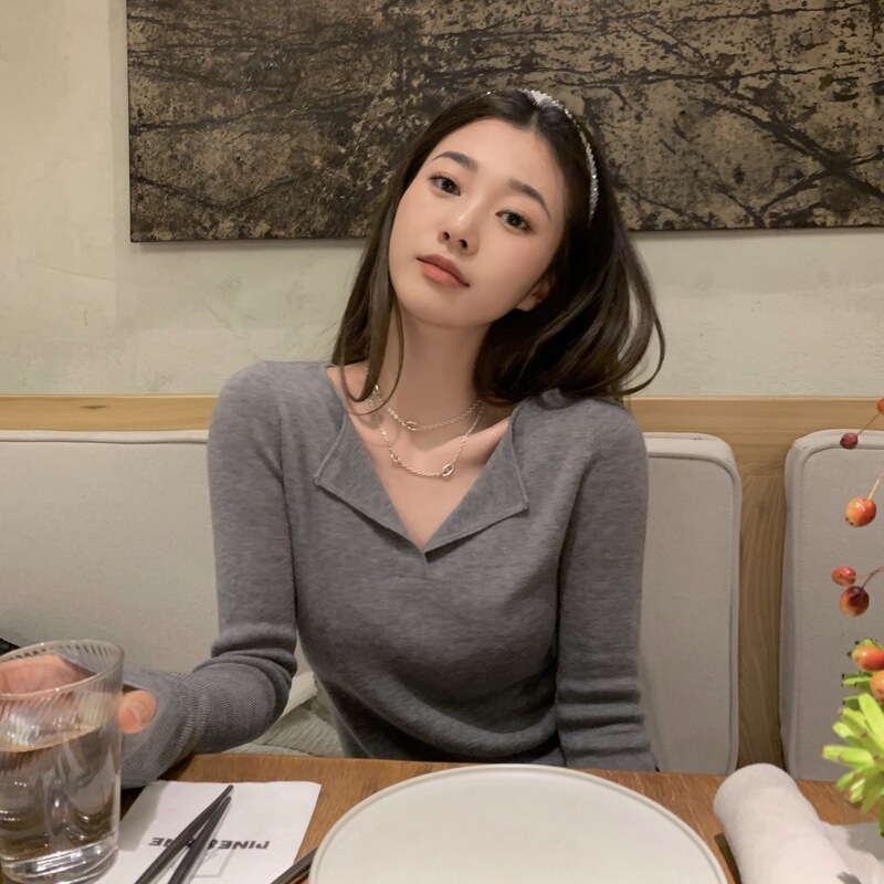 Nuomi sweater women's 2023 autumn and winter Korean style bottoming shirt versatile double collar chic small top women's long sleeve Nuomi sweater women's 2023 autumn and winter Korean style bottoming shirt versatile double collar chic small top women's long sleeve