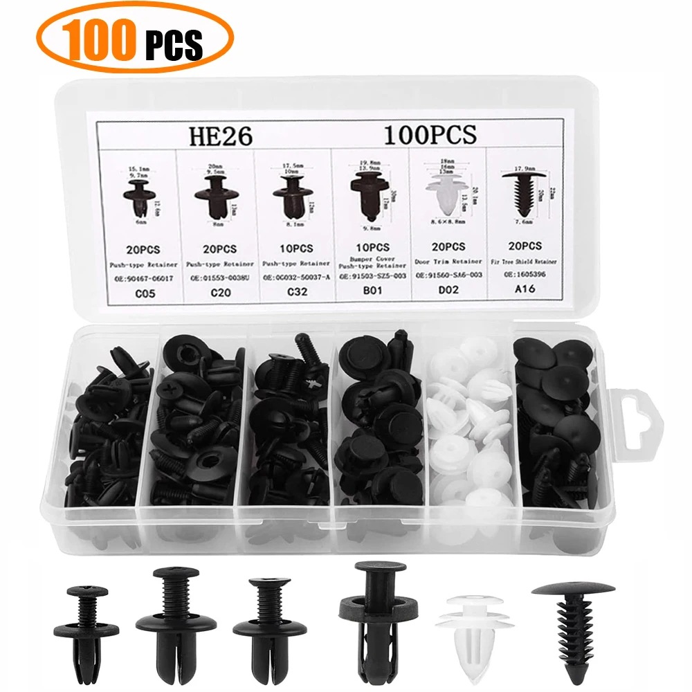 Cross -border 100pcs box buckle 6 different car plastic fixed buckle…