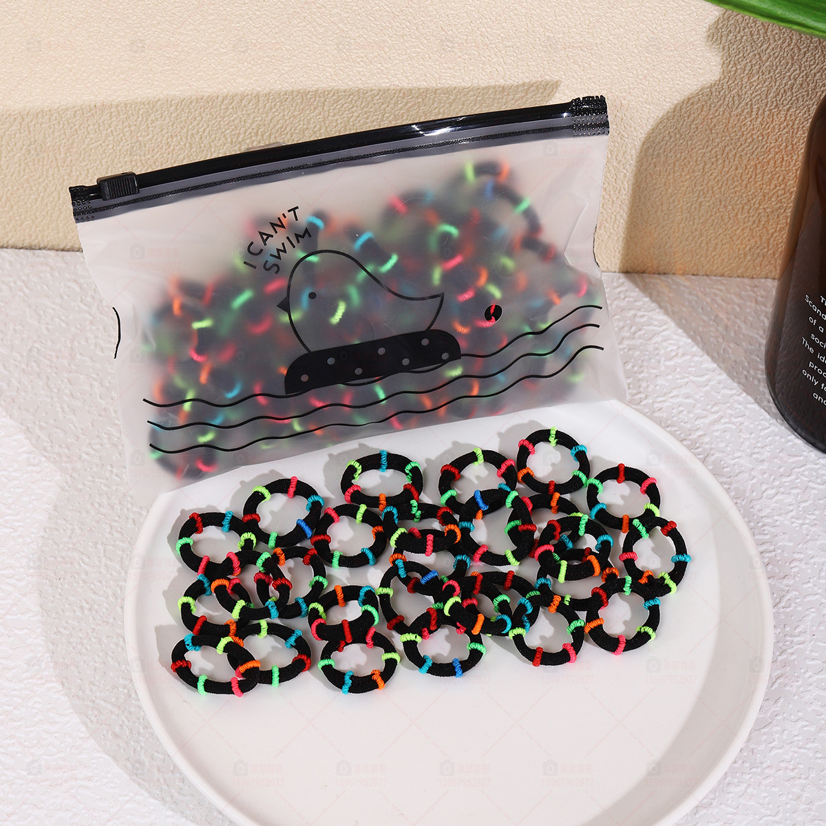 Anillo de toallas para niños de bambú de alta elasticidad correa de goma para bebés no lastimar la cuerda de cabello 50 dibujos animados salvajes