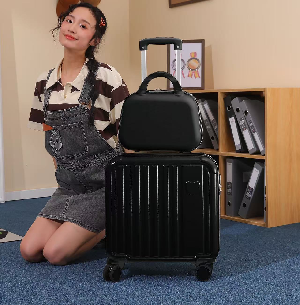 [Fábrica de selección estricta] 18 pulgadas maleta de embarque, oso 16 dibujos animados maleta de tracción, maleta de viaje de contraseña para niños