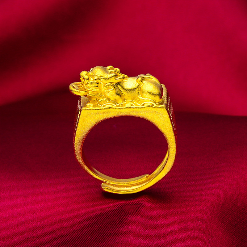 2023 New Vietnam sand gold men's domineering big brave ring men's sand gold open ring brave ring