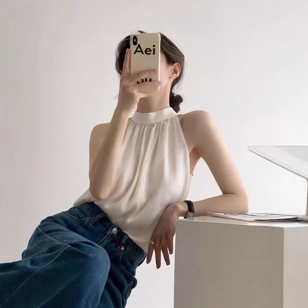 Áo sơ mi nữ chất liệu voan trắng kiểu Pháp, thiết kế cổ quàng hở vai — đen chi tiết 2
