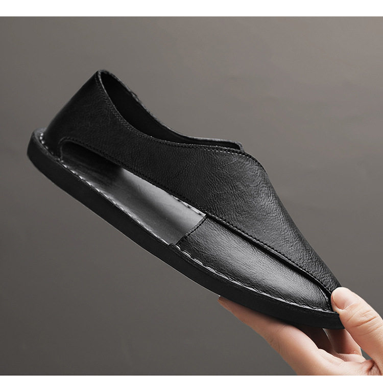 Dép sandal nam da bò thật hở ngón thoáng khí kiểu lười dễ xỏ chân — 2658 màu nâu, 2658 màu đen chi tiết 19