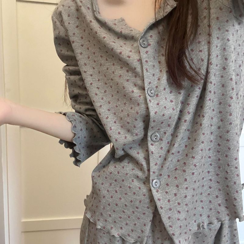 韩系睡衣女甜美风碎花2025新款春秋宿舍简约风长袖长裤家居服套装|undefined