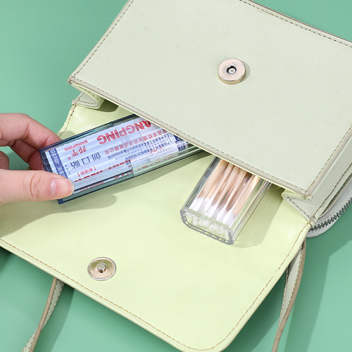 Travel Portable Transparent Small Item Storage Box Cotton Swabs Band-aids Toothpicks Sorting and Organizing Box Dustproof Storage Box