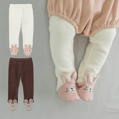 兒童連褲襪春款女童打底褲外穿中厚小熊嬰兒連腳寶寶打底襪褲
