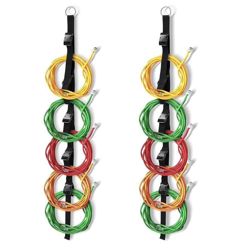 Cross-border heavy-duty extension cord organizer, garage 5-slot cable management system, storage with portable straps and cord ties