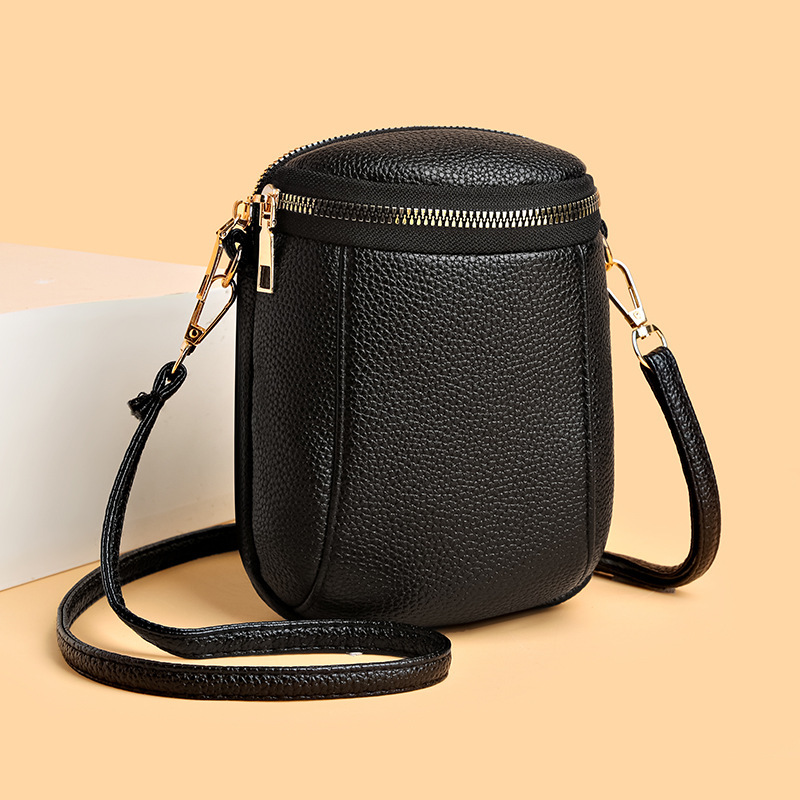 Soft Leather Women's Bag 2025 New First-Layer Cowhide Shell Bag Candy-Colored Mobile Phone Bag Fashionable and Versatile Single Shoulder Crossbody Bag