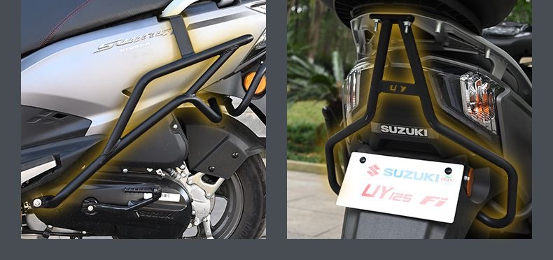 Suitable for Qingqi Suzuki Uy125 Front and Rear Anti-Fall Protection Bars, Modified Folding Backrest Support Rod Motorcycle Accessories