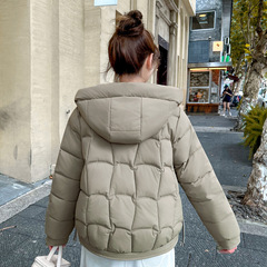 红色连帽羽绒棉服女冬季2025大码胖加厚保暖短款面包服棉衣外套