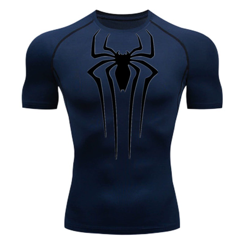 Мужской топ с короткими рукавами для фитнеса Спортивная облегающая футболка для бега с круглым вырезом Баскетбол Футбол Компрессионная быстросохнущая одежда