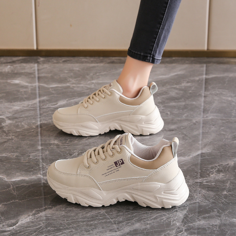Women's Dad Shoes 2026 New Popular Model Spring and Autumn Mesh Breathable Versatile Thick-Soled Casual Sports Shoes Lightweight White Sneakers