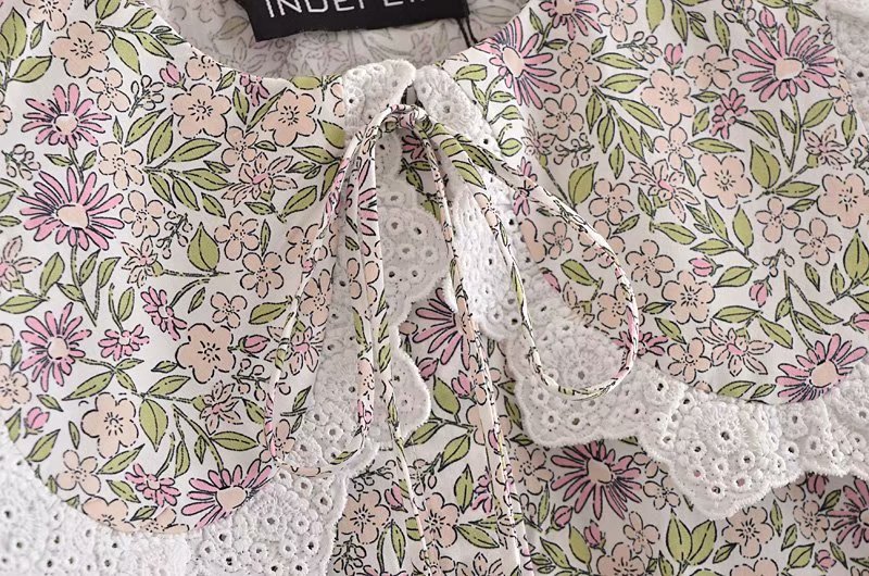 print small round lapel short-sleeved loose shirt  NSAM54632