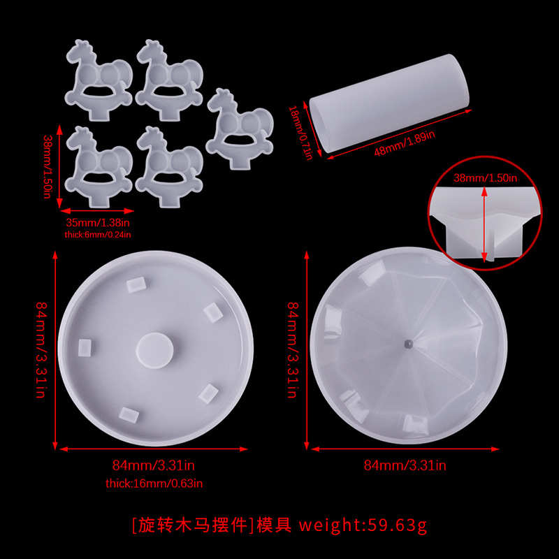 DIY Crystal Glue Carousel Silicone Mold Mirror Amazon Ornament Table Jewelry Pendant Mold