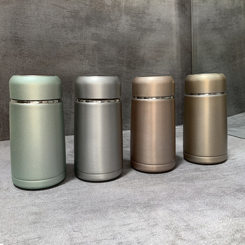 Mini and Compact Insulated Cup for Men, Simple Sand-Smooth Texture, Tea Separating Tea Water Cup, Portable