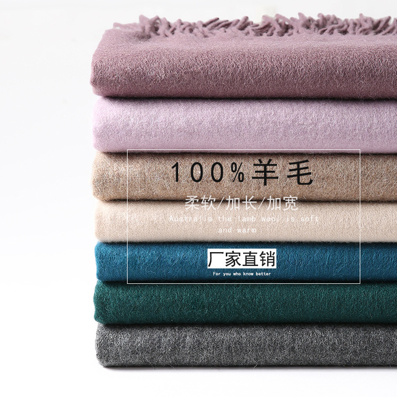 2025 New Model from Inner Mongolia Manufacturer, 100% Wool Scarf with Embroidered Logo, Suitable for Autumn and Winter, Unisex Shawl