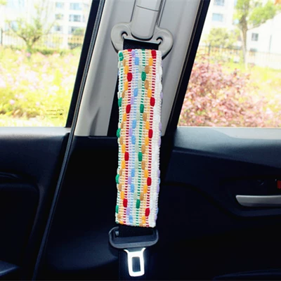 Car Seat Belt Shoulder Cover, Cute and High-End Female Car Decorative Protective Cover, Anti-Stranglehold Car Interior Accessories (Seat belt shoulder pad) - color-striped-shoulder-pads-single