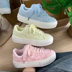板鞋女2025新款时尚小众设计拼接猫咪复古百搭小白鞋厚底防滑女鞋