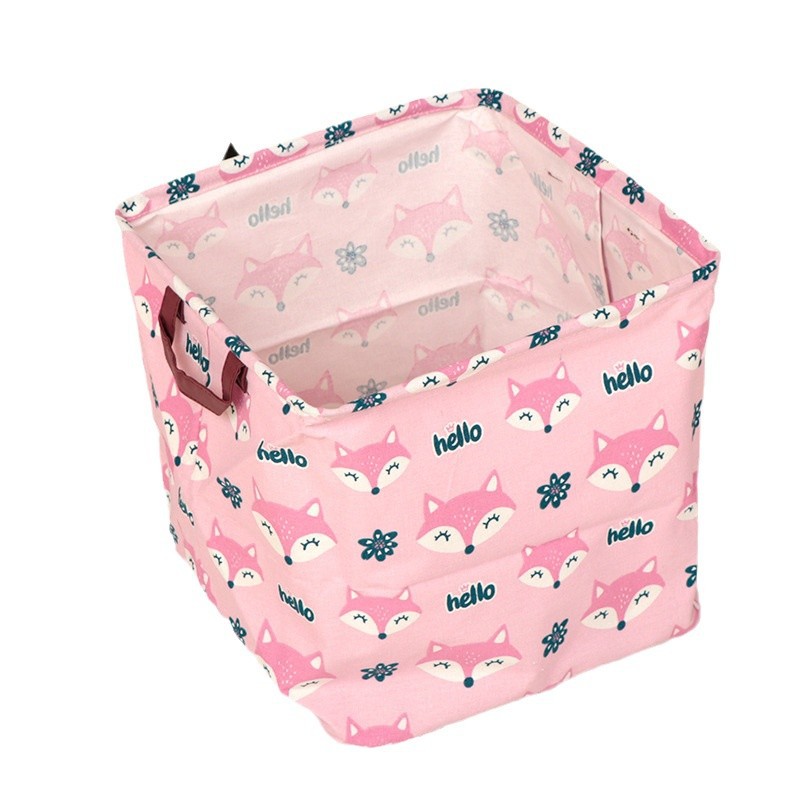 Cesta de almacenamiento de artículos diversos cuadrados de tela cesta de lavandería de doble ASA cesta de lavandería tela de algodón ropa de lino cesta de almacenamiento al por mayor