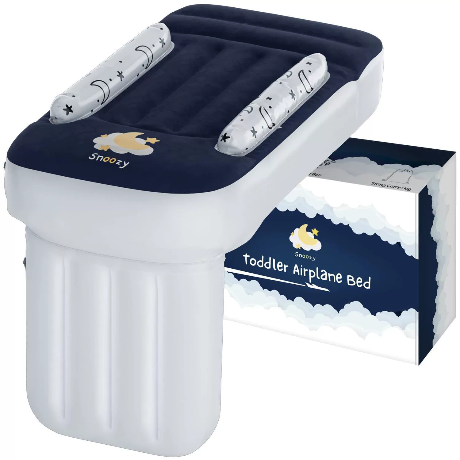 Надувная кровать-самолет для малышей с удлинителем сиденья, сумкой для переноски, ручным насосом и ремнем безопасности, надувная кровать для автомобиля