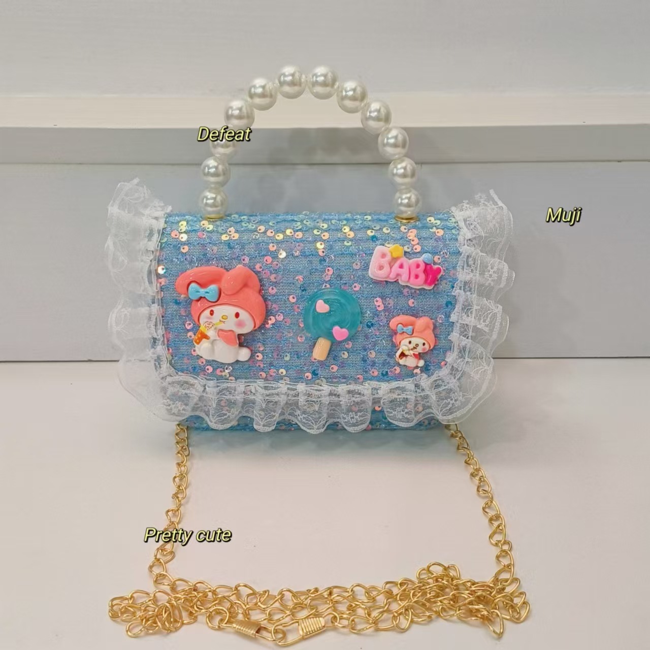 Bolso de perlas, bolso de dibujos animados, bolso de hombro, bolso para niños, bolso de cambio, bolso de cadena, bolso pequeño