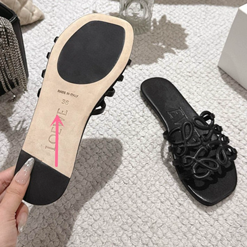 Luojia 2025 новые летние кожаные тапочки с вырезами для верхней одежды, одноремешковые тапочки, повседневные универсальные сандалии с открытым носком для женщин