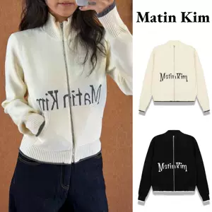 เสื้อคาร์ดิแกนถักแบรนด์น่าสนใจจากเกาหลี matin kin เสื้อไหมพรมตัวนอก ลายตัวอักษรสีตัดกัน รุ่นเดียวกับ หนิง อี้จั๋ว สำหรับทั้งชายและหญิง