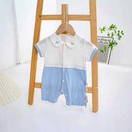 衣拉拉瑁恩瑁爱夏季新款短袖连体衣男女宝宝百搭哈衣婴幼儿爬爬服