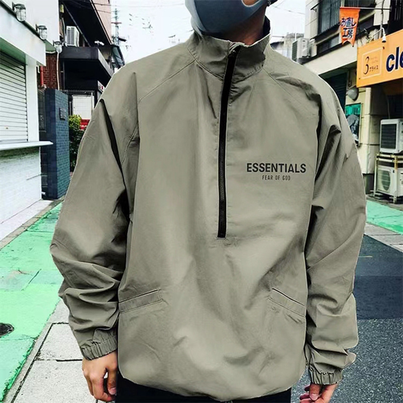 Fog Essentials Hhh American High Street Reflective Half-Zip Loose Casual Unisex Jacket High Street Fashion Fog Essentials Hhh American High Street Reflective Half-Zip Loose Casual Unisex Jacket High Street Fashion