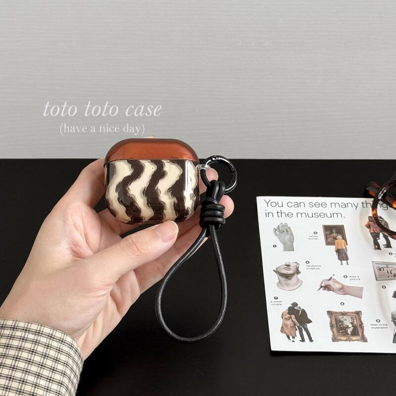 Ins濃いカレー色のぼかし波紋はAirPods3/4世代アップルヘッドフォンのソフトケース保護カバーPro2女を適用します。|undefined