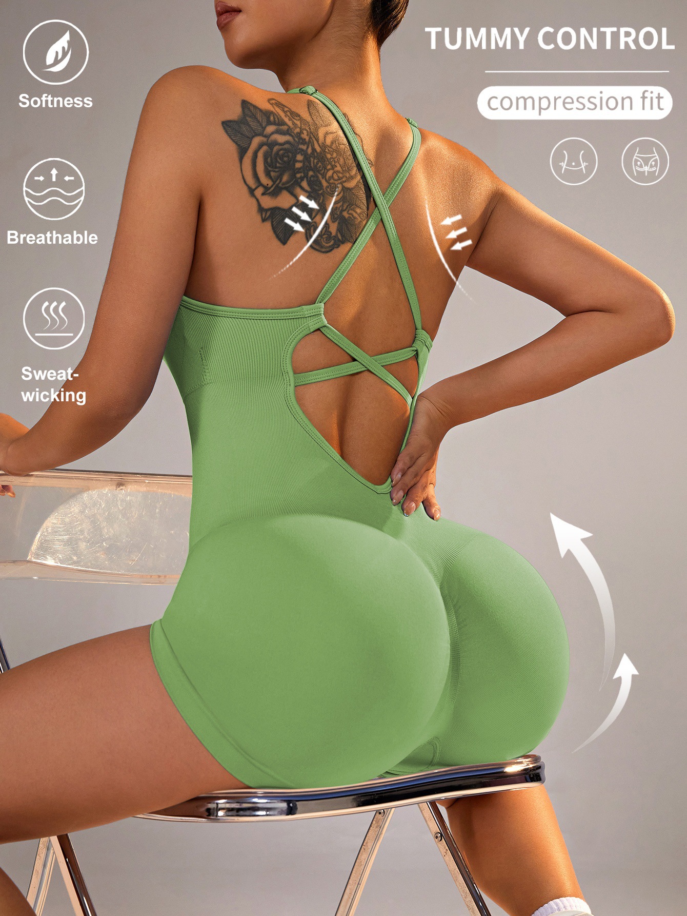 322g Weight Sleeveless Sleeve Length Nylon, Spandex Fabric Type Short Top Length Rompers Pants Type Bodysuits Tops Type Fitness, Yoga Occasion Halter Neck Neckline Solid Color Pattern Casual, Sports Style Casual Sports Solid Color Nylon Spandex Halter Neck Tracksuit Bodysuits Rompers 12