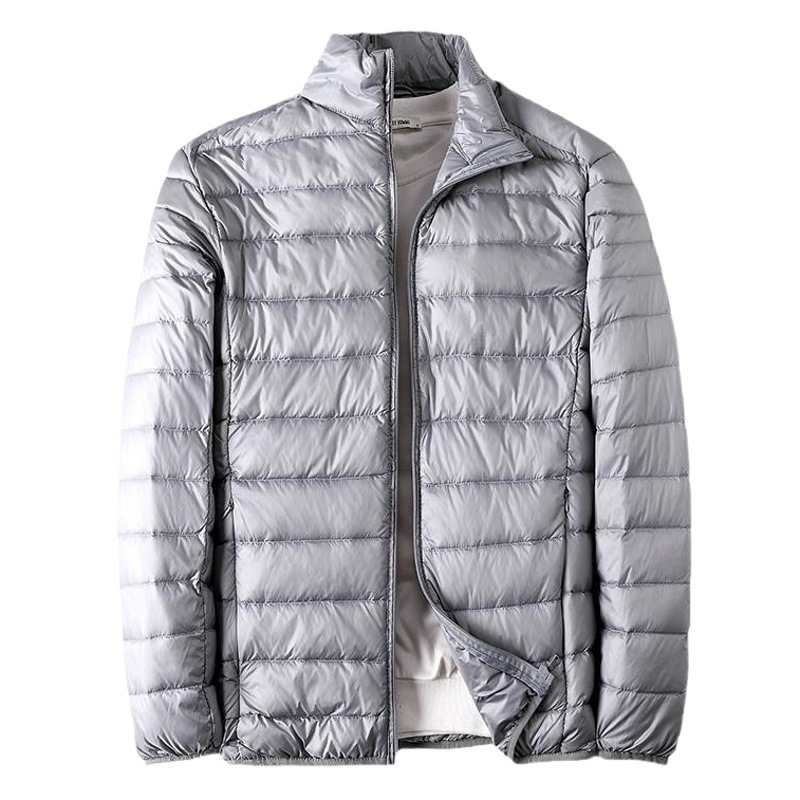 Factory Direct down Cotton Men's Stand Collar Short Large Size Solid Color Autumn and Winter Cotton Jacket Versatile Business Gentleman Winter Style