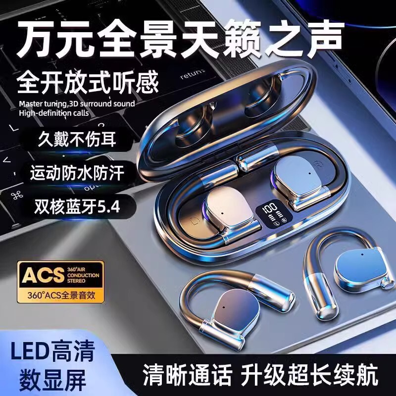 Cross-border AI Translation Headset Wireless Bluetooth Headset Long Endurance Ear-hanging Type Not in Ear Huaqiang North Private Model Noise Reduction