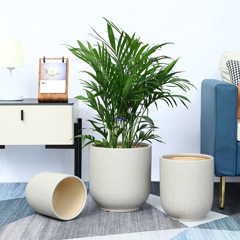 Large Ceramic Flower Pot Nordic Style for Living Room Home Use, Green Plant, Money Tree, Areca Palm, Lily, Bamboo