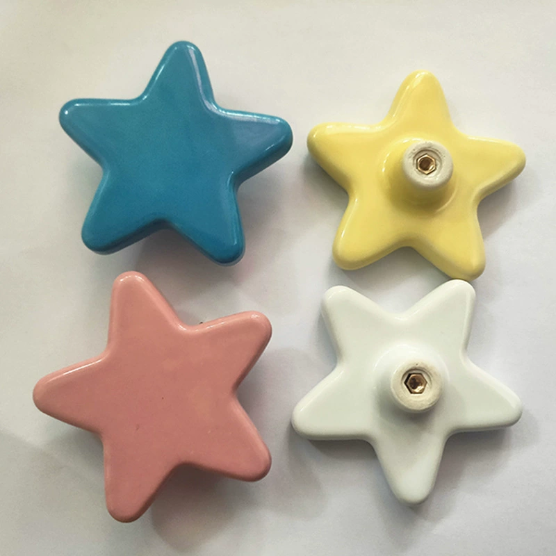 Star Shaped Ceramic Cabinet Knob Set Cute pastel star handles, 8 color options for furniture