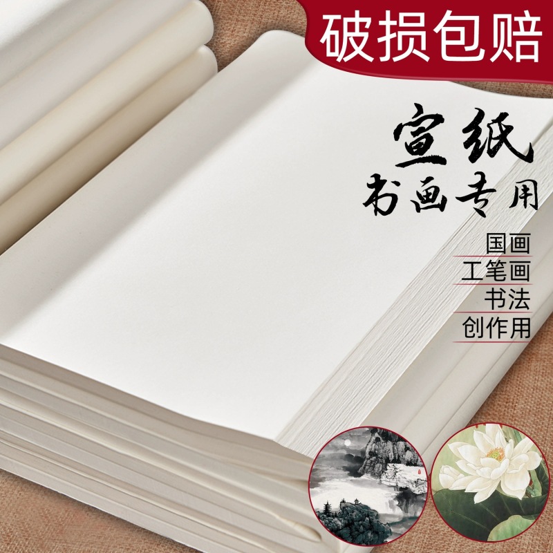 国画宣纸生宣半生熟绘画纸书法8毛笔字临摹纸宣纸4手工加厚水墨画