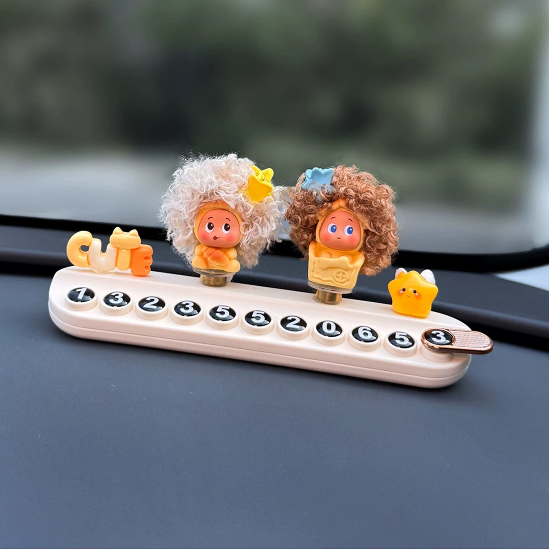 2026 New Model Bread Star Temporary Parking Number Plate for Moving Car, Phone Number Plate for Car, Cute Car-Mounted Mobile Phone Holder