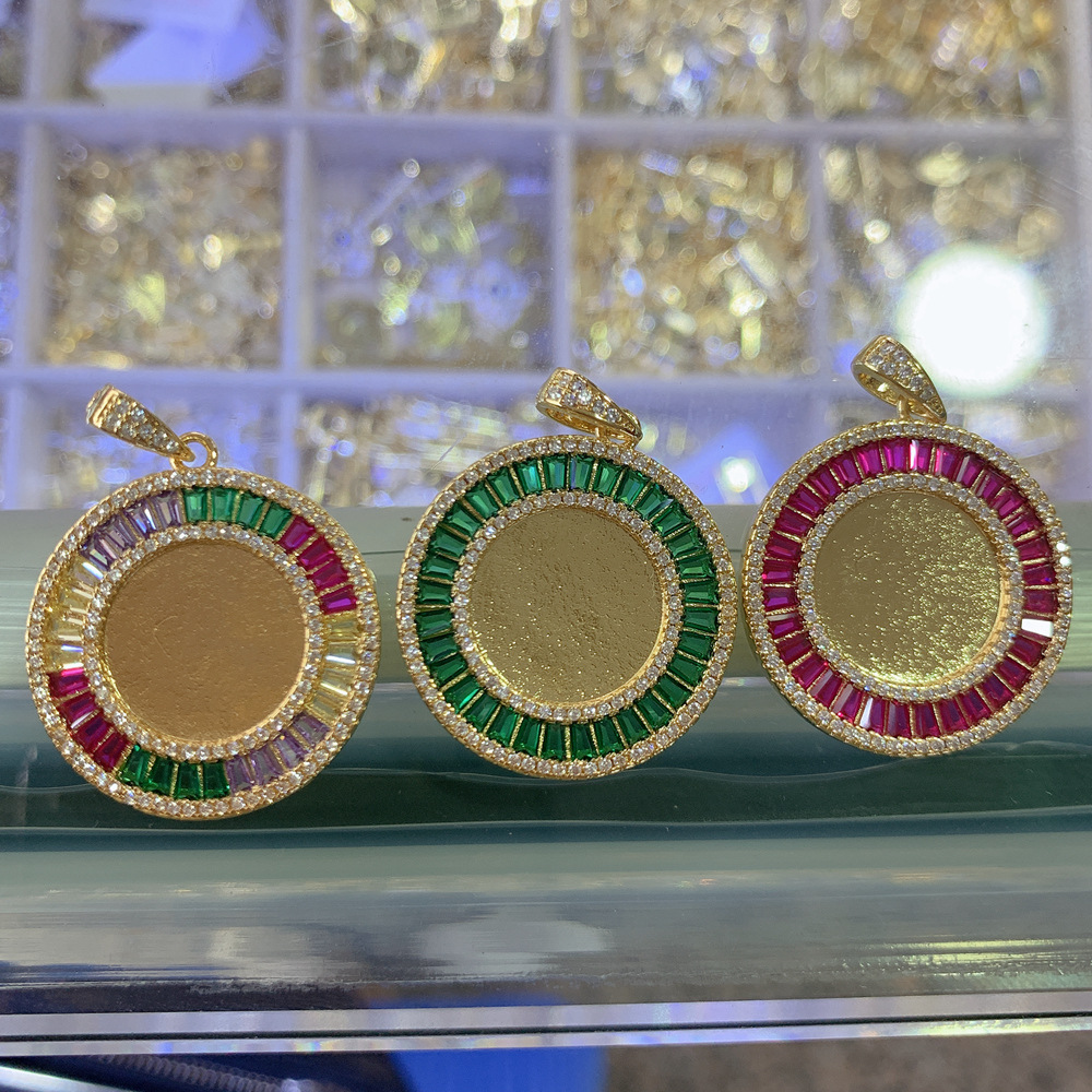 15g Weight Zircon Inlay Material Charms Classification 1 Piece Quantity Shell, Copper Material Round Pattern Plating, Inlay Design Retro, Roman Style Style 1 Piece Shell Copper Zircon Round 3