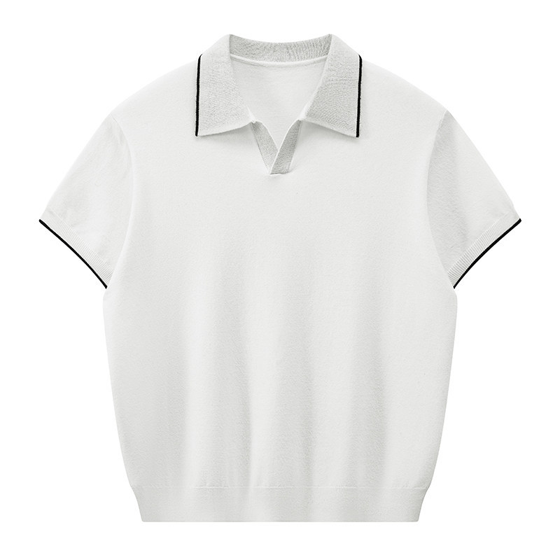 ZF8110-B复古拼色翻领OLO衫男夏季薄款休闲针织短袖T恤上衣，男装针织衫/毛衣，星座614