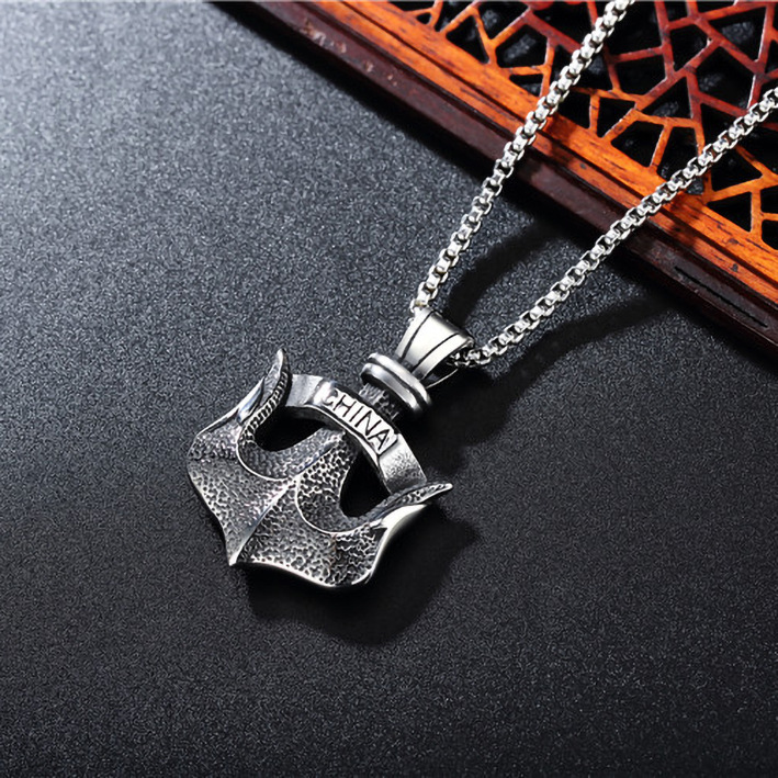 Collier pendentif ancre pour homme en acier inoxydable_voghion.com