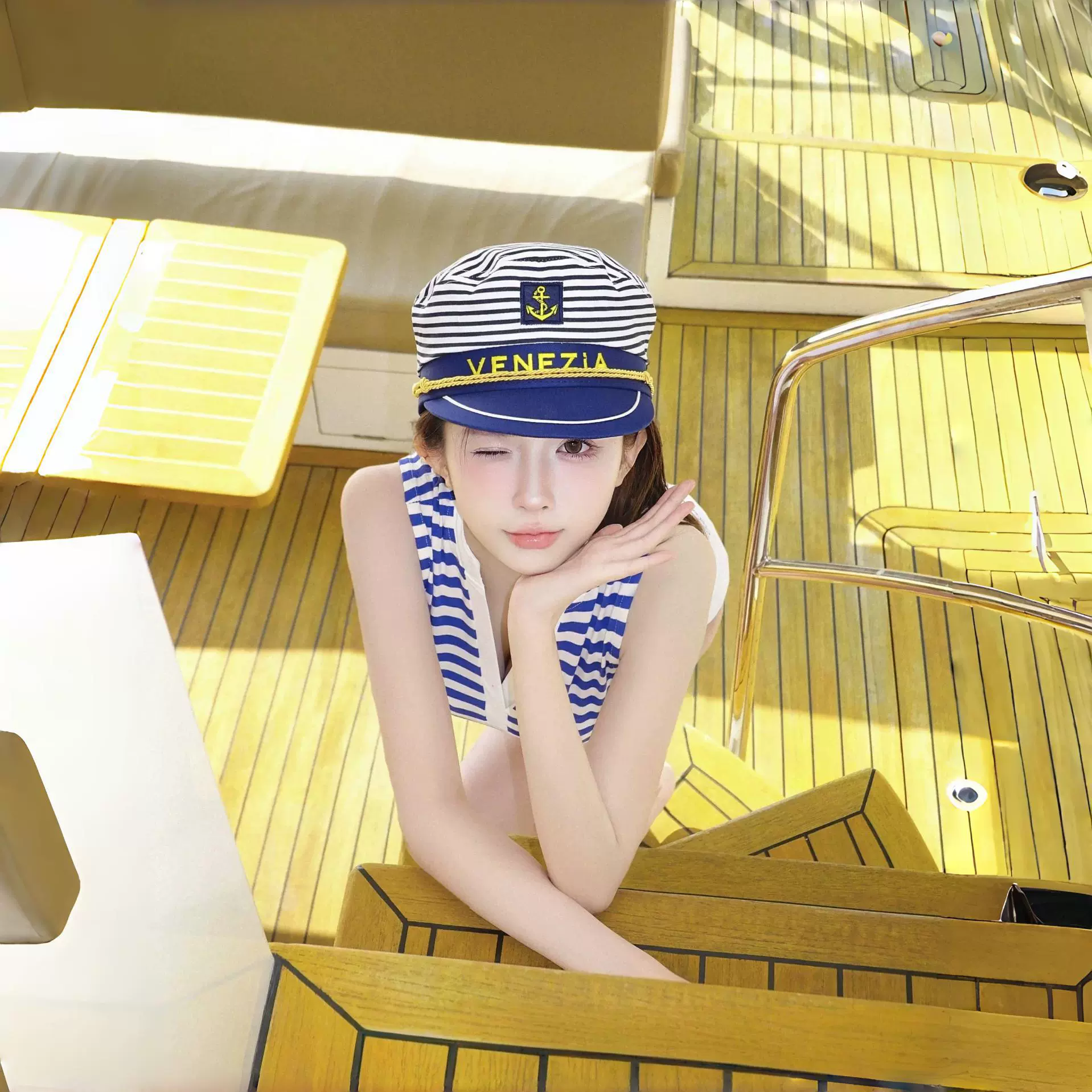 Summer Japanese universal sun hat, navy beret