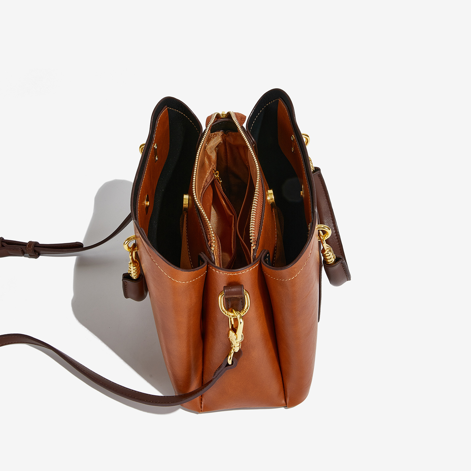 Women's Medium Pu Leather Color Block Streetwear Square Zipper Handbag display picture 9
