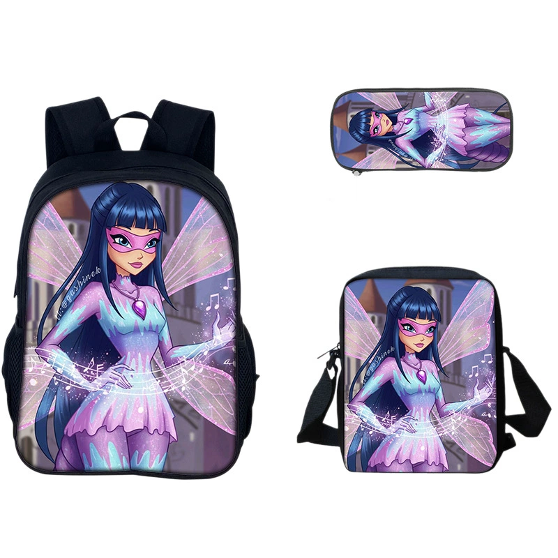 Новый продукт Winx Club: Магическое возвращение анимированная печать, сумка через плечо большого объема, тройной комплект для учеников начальной и средней школы