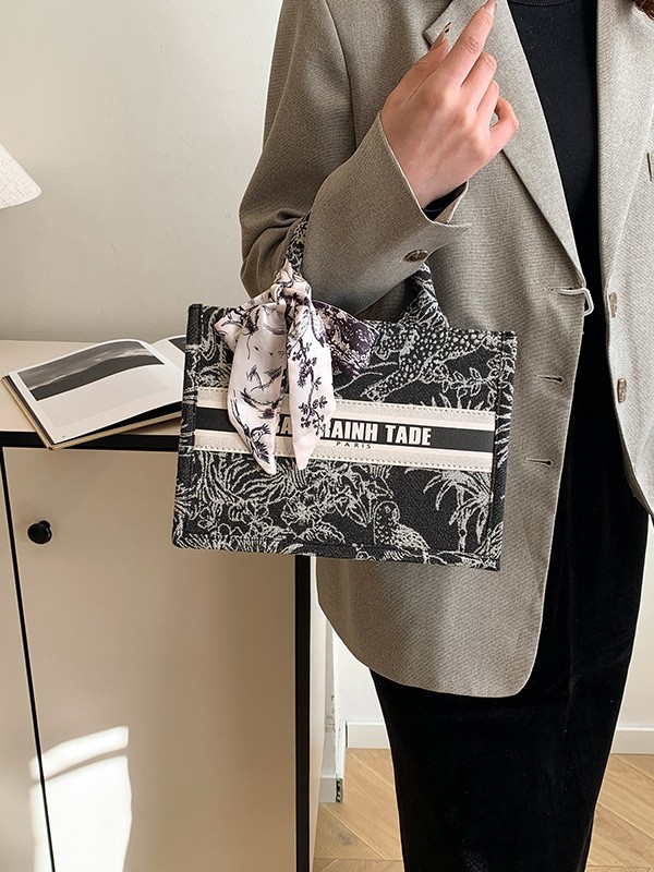 Tela impresa bosque tropical tote bolso para mujeres 2026 nuevo tamaño transfronterizo bolso de hombro grande capacidad