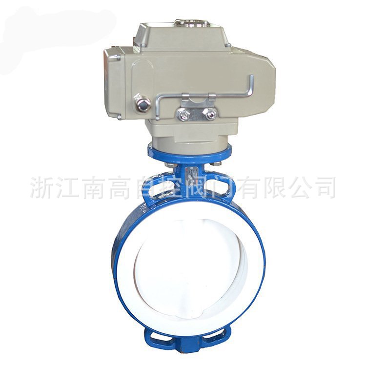 电动衬氟对夹蝶阀D971F46-25C防腐蚀开关型铸钢材质