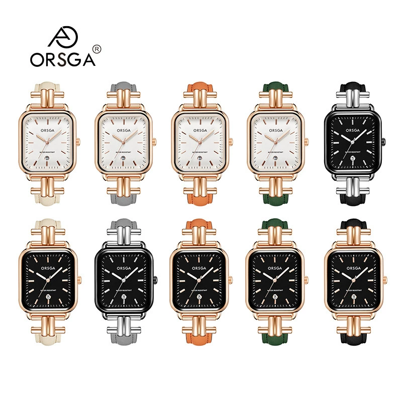 ORSGA (跨境贸易), стильные часы, квадратный календарь, кварцевый ремень, для любимого
