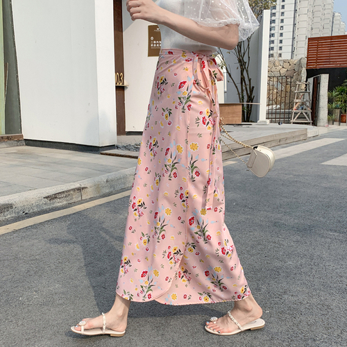 Floral half-length dress for women's summer new Bohemian hip skirt with lace chiffon one-piece half-length skirt