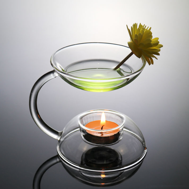 Lámpara de aromaterapia estufa lámpara de aceite esencial vela creativa quemador de incienso vidrio transparente hogar resistente al calor lámpara de aromaterapia hecha a mano