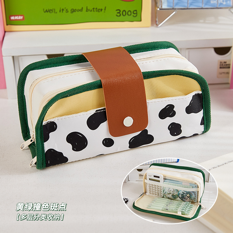 Bolsa de bolígrafo retro retro de alta calidad, alta capacidad para niñas, caja de papelería de alto valor facial, bolsas de papelería para estudiantes de secundaria primaria