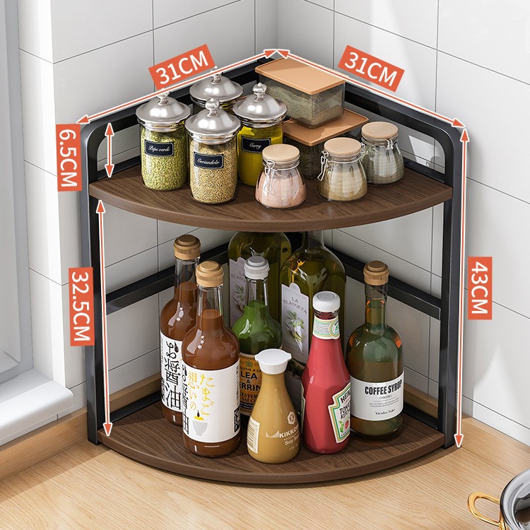 Estante de la cocina Mesa esquina triángulo condimento estante de la esquina condimento multifuncional estante condimento estante de almacenamiento
